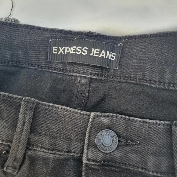 Express black mid-rise ripped distressed skinny jeans - Picture 2 of 3